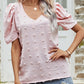 Swiss Dot Short Puff Sleeve Top