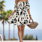 Printed Off-Shoulder Smocked Waist Dress