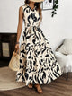 Printed Tie Waist Sleeveless Maxi Dress Cream