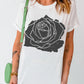 Rose Graphic Round Neck Short Sleeve T-Shirt