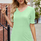 V-Neck Smocked Short Sleeve T-Shirt