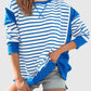 Slit Exposed Seam Striped Long Sleeve Sweatshirt