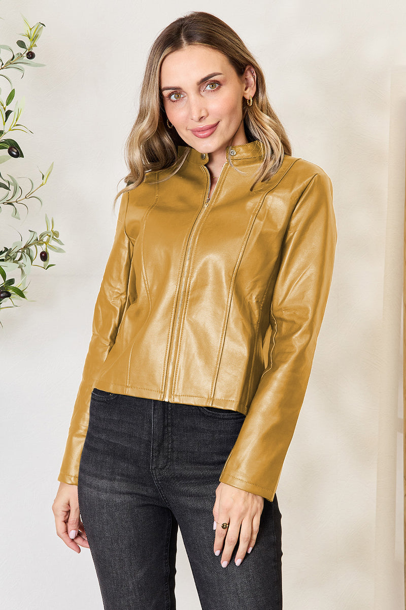 Mock Neck Zip Up Jacket Honey