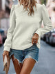 Textured Round Neck Long Sleeve Sweatshirt White