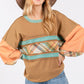 SAGE + FIG Mineral Wash Raw Edge Color Block Sweatshirt