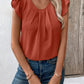 Ivy Lane Ruched Round Neck Cap Sleeve Blouse