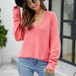 V-Neck Drop Shoulder Long Sleeve Knit Top