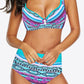 Printed Decorative Button Bikini Set