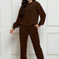 Corduroy Round Neck Sweatshirt and Sweatpants Set