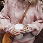 Textured Striped Round Neck Long Sleeve Top