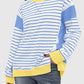 Slit Exposed Seam Striped Long Sleeve Sweatshirt