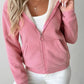 Full Size Zip Up Long Sleeve Hooded Outerwear