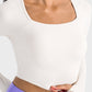 Square Neck Long Sleeve Cropped Sports Top