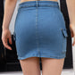 High Waist Pocketed Denim Skirt