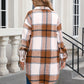 Plaid Button Up Long Sleeve Longline Outerwear