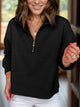 Textured Half Zip Long Sleeve Sweatshirt Black