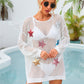 Sequin Star Round Neck Long Sleeve Cover Up