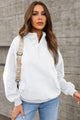 Quarter Zip Dropped Shoulder Sweatshirt White