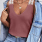 Full Size Lace Detail V-Neck Tank