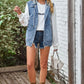 Sleeveless Denim Top with A Detachable Hood