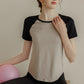 Round Neck Short Raglan Sleeve T-Shirt