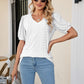 Eyelet Puff Sleeve V-Neck Top