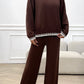 Round Neck Dropped Shoulder Top and Pants Sweater Set