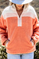 Contrast Half Zip Long Sleeve Sweatshirt Orange