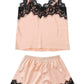 Lace Detail Spaghetti Strap Top and Shorts Lounge Set