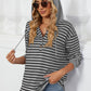 Drawstring Striped Long Sleeve Hoodie