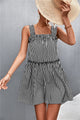 Striped Frill Trim Square Neck Dress Black