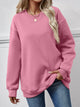 Round Neck Long Sleeve Sweatshirt Pink Purple