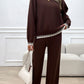 Round Neck Dropped Shoulder Top and Pants Sweater Set