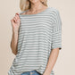 BOMBOM Striped Round Neck T-Shirt