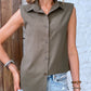 Collared Neck Sleeveless Shirt