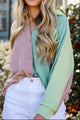 Color Block Corded Button Up Shacket Dusty Pink