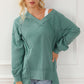 Exposed Seam V-Neck Zip Detail Sweatshirt