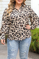 Plus Size Printed Long Sleeve Shirt Leopard