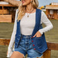 Pocketed Button Up Sleeveless Denim Jacket