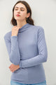Be Cool Mock Neck Long Sleeve T-Shirt Vintage Blue