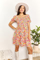Smocked Sweetheart Neck Flounce Sleeve Mini Dress Strawberry