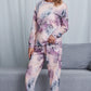 Tie-Dye Crewneck Top and Drawstring Waist Joggers Lounge Set