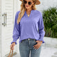 Heathered Flounce Sleeve Curved Hem Top