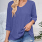 Lovelet Textured Round Neck Three-Quarter Sleeve Blouse