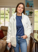 Full Size Turtleneck Zip Up Long Sleeve Sherpa Jacket Ivory