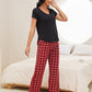 V-Neck Short Sleeve Top and Pants Lounge Set