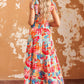 Printed Tie Shoulder Smocked Tiered Maxi Dress