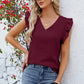 Ruffled V-Neck Cap Sleeve Blouse