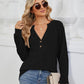 Ribbed Notched Long Sleeve T-Shirt