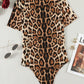 Leopard Half Zip Short Sleeve Bodysuit